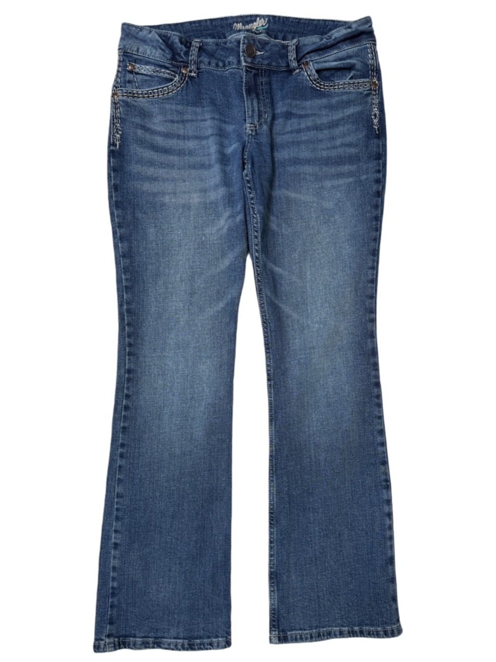 {Wrangler} "Boot Cut" Blue Mid Rise Bootcut Retro Jeans WJ199-26
